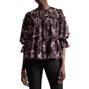 Floral Black and Pink Women's Top